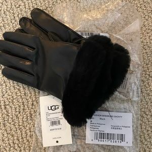 Ugg black leather gloves women M